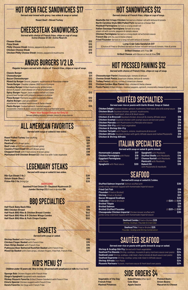 Menu – Derbys Restaurant